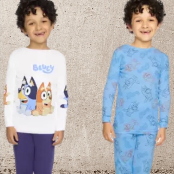 Bluey Kids 4-Piece PJ Set Size 4T Long Sleeve Blue Glow In Dark - Picture 4 of 5